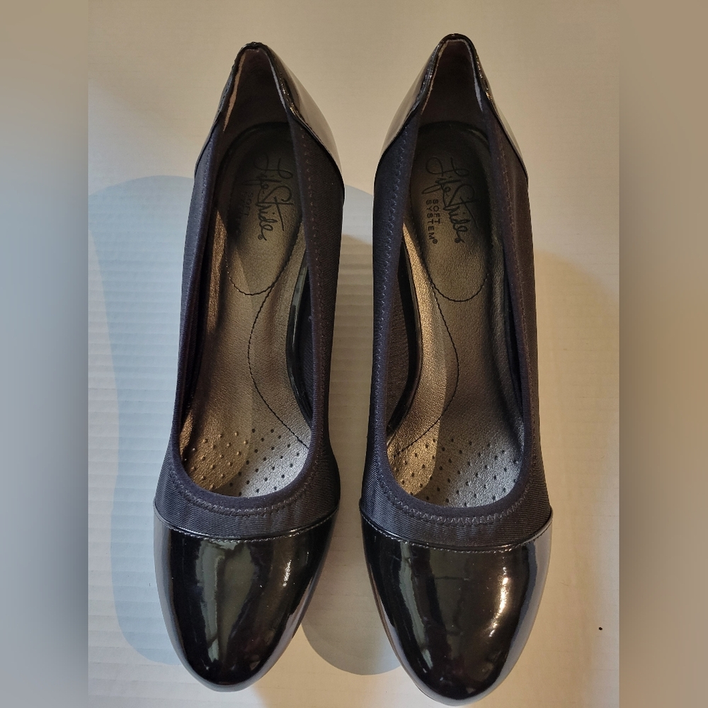 LifeStride Juliana Comfort  Stretch Pre-Owned Women Black Wedge Size 9.5 M